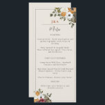 秋フローラ結婚モノグラム水彩アイボリー メニュー<br><div class="desc">秋フローラ結婚モノグラムのメニューは、紅葉の宇宙簡単に水色の花模様を備えたデザインを搭載しカスタマイズて、パーソナライズのための前面と背面のとシンプル。要もしる救済よ知らせてくれ。</div>