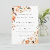 秋フローラ結婚式招待状ピーチオレンジモダン 招待状 (スタンド正面)