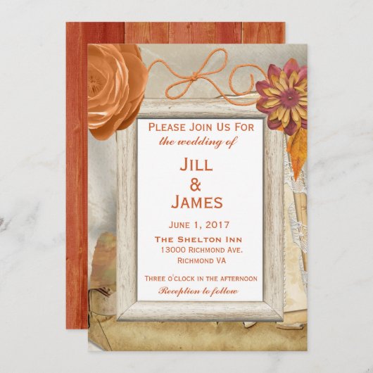 秋フローラ結婚式招待状 招待状 (正面/裏面)