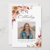 秋フローラ葬儀プログラムフォト招待状 招待状 (正面)