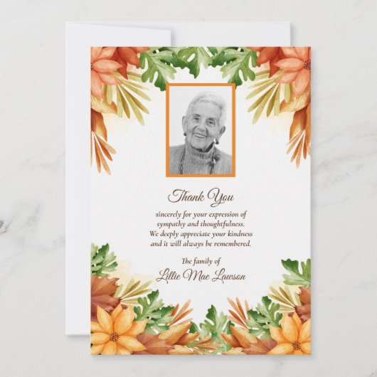 秋フローラ葬儀記念サンキューカード (正面)
