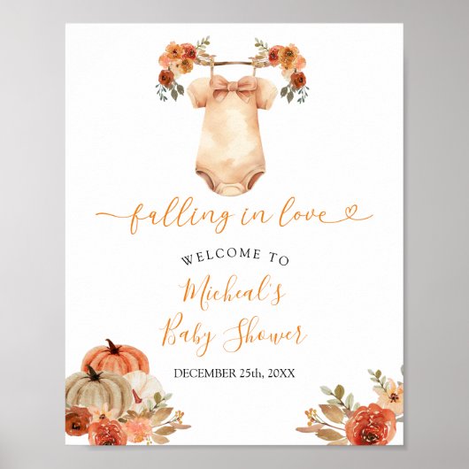 秋フローラ赤ちゃん服ベビーシャワーウェルカム ポスター (正面)