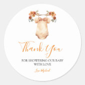 秋フローラ赤ちゃん服赤ちゃんシャワーありがとう ラウンドシール (正面)