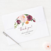 秋フローラ赤面ピンクブルゴーニュ感謝していーお願い ラウンドシール (封筒)