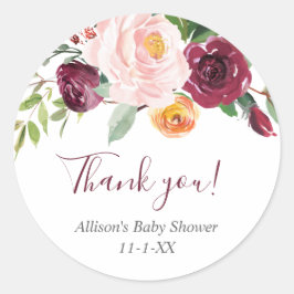 秋フローラ赤面ピンクブルゴーニュ感謝していーお願い ラウンドシール