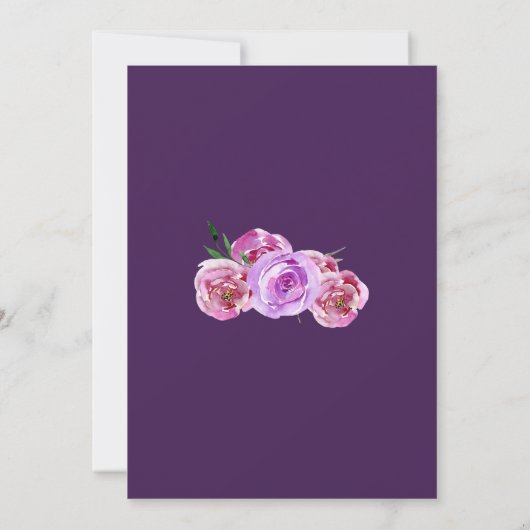 秋フローラ赤面ピンク紫の梅の赤ちゃんシャワー 招待状 (裏面)