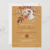 秋フローラ金ゴールドカップルのシャワー 招待状 (正面)