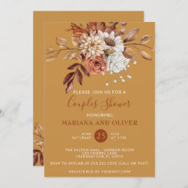 秋フローラ金ゴールドカップルのシャワー 招待状