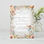 秋フローラ魅力妖精のセージ女の子ベビーシャワー 招待状 (スタンド正面)