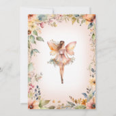 秋フローラ魅力妖精ピンクの女の子ベビーシャワー 招待状 (裏面)
