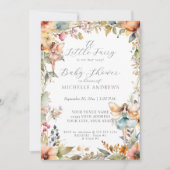 秋フローラ魅惑フェアリーデイジーガールベビーシャワー 招待状 (正面)