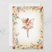 秋フローラ魅惑フェアリー金ゴールドガールベビーシャワー 招待状 (裏面)