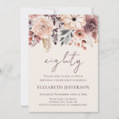 秋フローラ80番目の誕生日招待状 招待状 (正面)