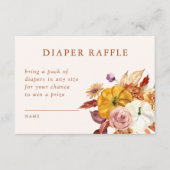 秋フローラ&パンプキンスベビーシャワーおむつラッフル エンクロージャーカード (正面)