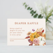 秋フローラ&パンプキンスベビーシャワーおむつラッフル エンクロージャーカード (スタンド正面)