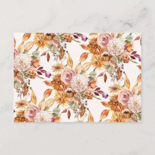 秋フローラ&パンプキンスベビーシャワーおむつラッフル エンクロージャーカード (裏面)