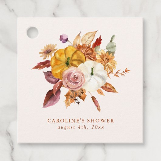 秋フローラ&パンプキンスベビーシャワー フェイバータグ (正面)