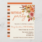 秋フローラ、紅葉、Tigs、誕生日パーティー 招待状 (正面/裏面)