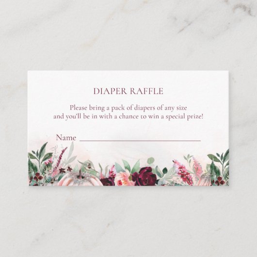 秋フローラ&緑おむつラッフルベビーシャワー エンクロージャーカード (正面)