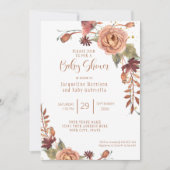 秋フローラBOHOブルグモダンンディテラコッタ葉 招待状 (正面)