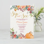 秋フローラsipと参照してください会って赤ちゃんシャワー 招待状 (スタンド正面)