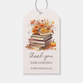 秋ブックをテーマにした | 赤ちゃんシャワーありがとう ギフトタグ (正面)