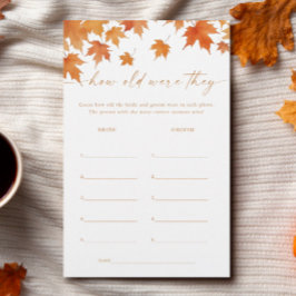 秋ブライダルシャワーは年齢ゲームを推測