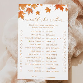 秋ブライダルシャワーは彼女はむしろゲーム