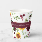 秋ブライダルシャワーひまわりの花とバラ 紙コップ (裏面)