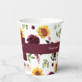 秋ブライダルシャワーひまわりの花とバラ 紙コップ (左)