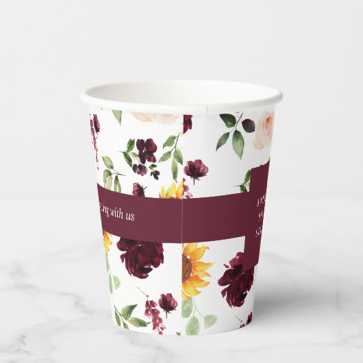秋ブライダルシャワーひまわりの花とバラ 紙コップ (右)