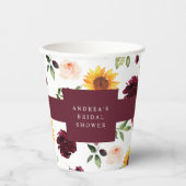 秋ブライダルシャワーひまわりの花とバラ 紙コップ (正面)