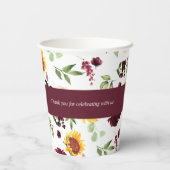 秋ブライダルシャワーひまわり花とバラフローラ 紙コップ (裏面)