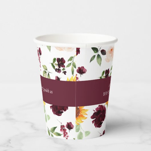 秋ブライダルシャワーひまわり花とバラフローラ 紙コップ (右)