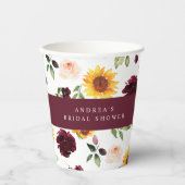 秋ブライダルシャワーひまわり花とバラフローラ 紙コップ (正面)