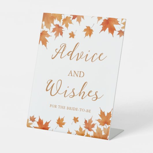 秋ブライダルシャワーアドバイスとウィッシュ 台座サイン (正面)