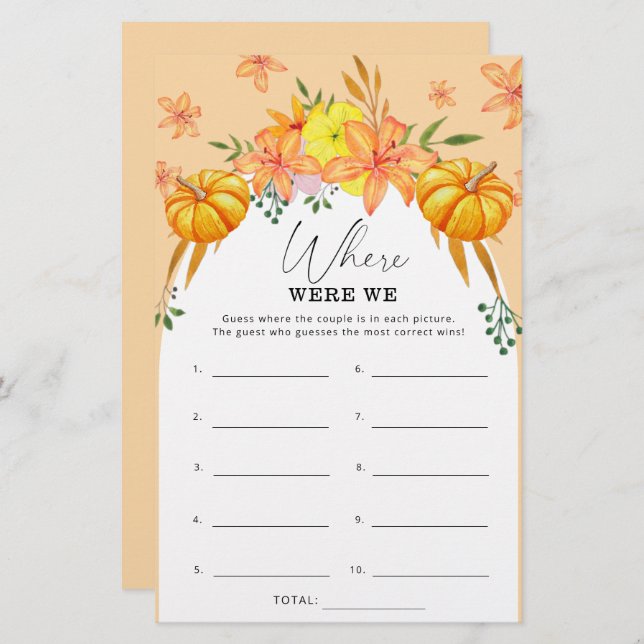 秋ブライダルシャワーカボチャどこで我々はゲーム (正面/裏面)