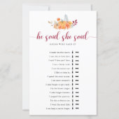 秋ブライダルシャワーカボチャ彼は彼女はゲームを言った (正面)