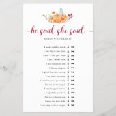 秋ブライダルシャワーカボチャ彼は彼女はゲームを言った チラシ (正面)