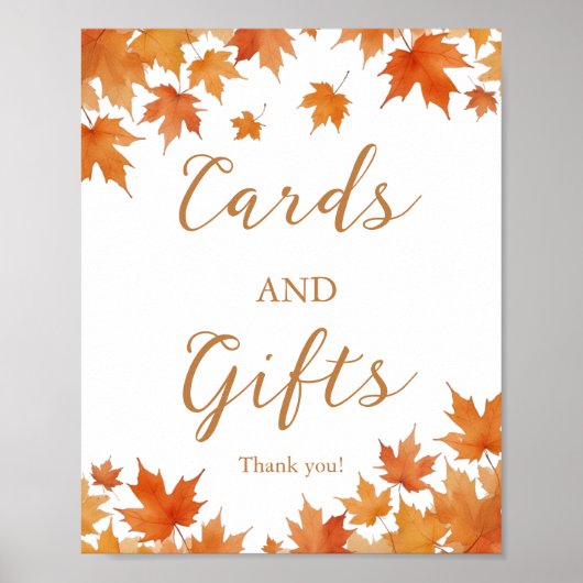 秋ブライダルシャワーカードとギフト ポスター (正面)