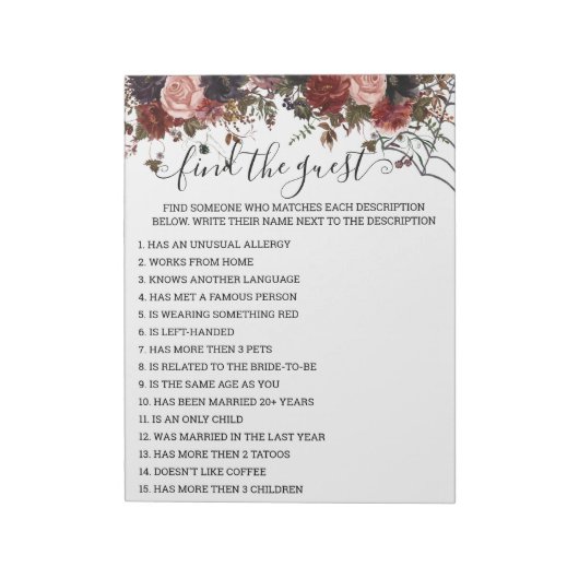 秋ブライダルシャワーハロウィーンゲームフローラ ノートパッド (回転)