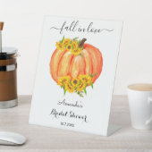 秋ブライダルシャワーフローラオレンジパンプキン 台座サイン (インサイチュ)
