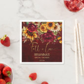 秋ブライダルシャワーブルゴーニュバラひまわり スタンダードカクテルナプキン (インサイチュ)