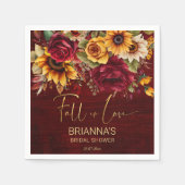 秋ブライダルシャワーブルゴーニュバラひまわり スタンダードカクテルナプキン (正面)