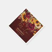 秋ブライダルシャワーブルゴーニュバラひまわり スタンダードカクテルナプキン (角)