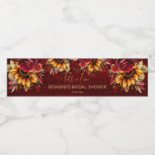 秋ブライダルシャワーブルゴーニュバラひまわり ペットボトルラベル (シングルラベル)