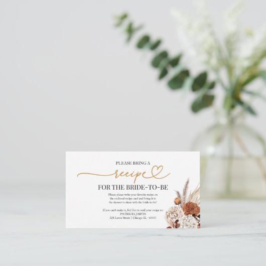 秋ブライダルシャワーレシピ要求Encl エンクロージャーカード (スタンド正面)
