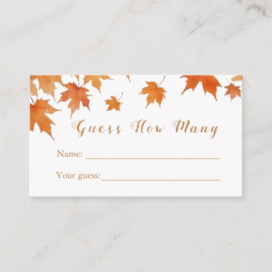 秋ブライダルシャワー数の推測 エンクロージャーカード (正面)