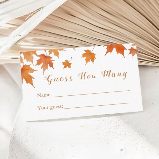 秋ブライダルシャワー数の推測 エンクロージャーカード