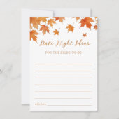 秋ブライダルシャワー日付ナイトアイディアカード 招待状 (正面)